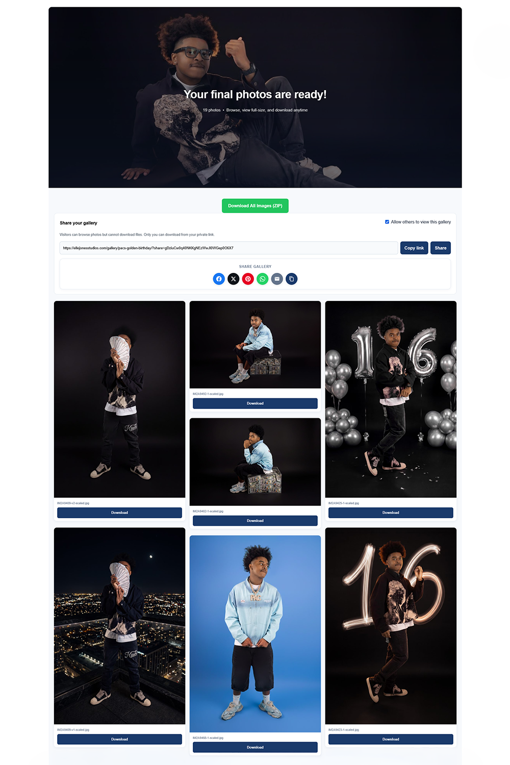 PhotoEZ Core — client gallery and proofing screenshot
