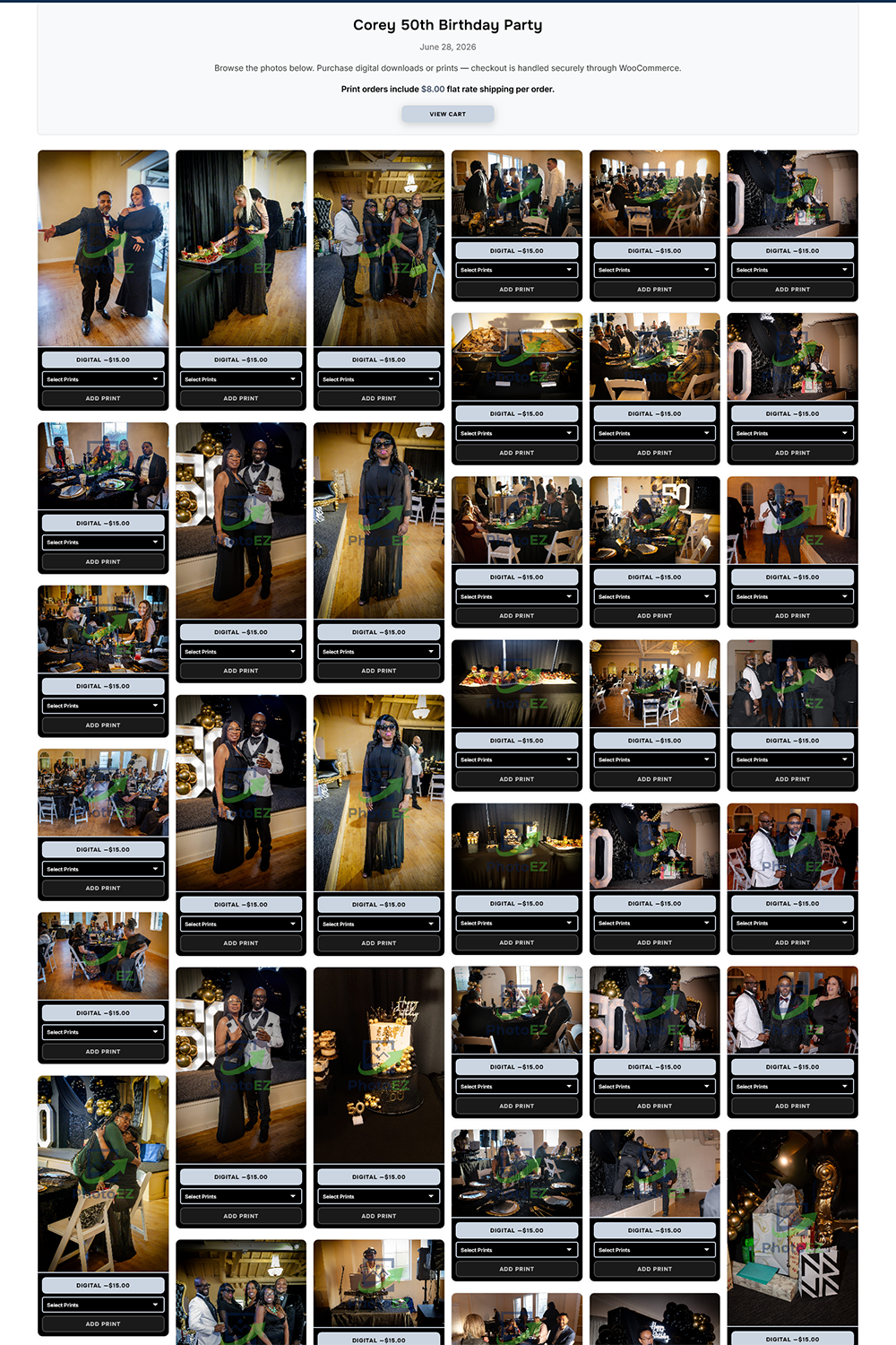 PhotoEZ Event Gallery — public event gallery screenshot
